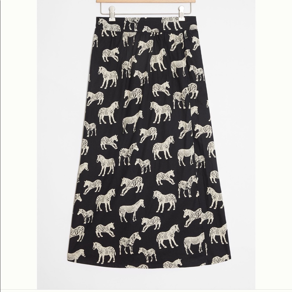 Anthropologie Black and White Zebra Print Maxi Skirt